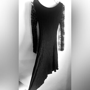 VENUS Gorgeous Dress, Black with Black Lace Sleeves and Neckline, Small (PM-5)